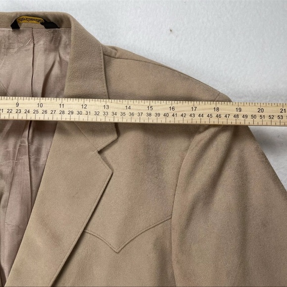 Vintage 70s Farah of Texas Blazer 44R Faux Suede Western Yoke Cowboy Rockabilly - Picture 6 of 12